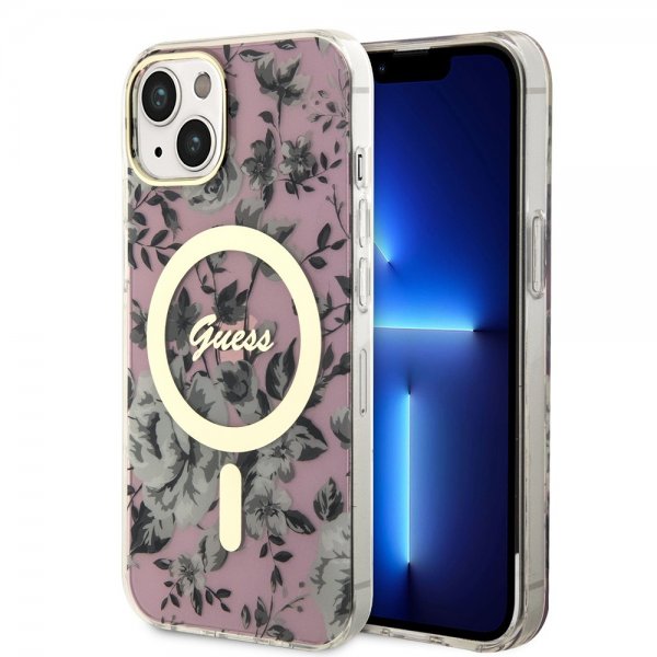 iPhone 14 Kuori Flower MagSafe Vaaleanpunainen