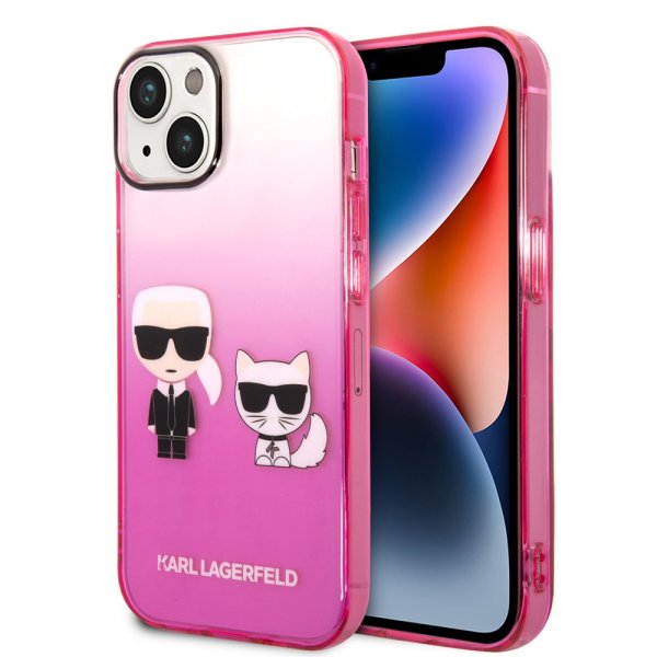 iPhone 14 Kuori Karl & Choupette Gradient Vaaleanpunainen