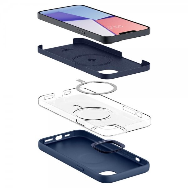 iPhone 14 Kuori Silicone Fit MagFit Navy Blue