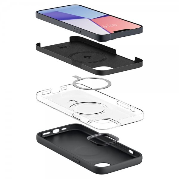 iPhone 14 Kuori Silicone Fit MagFit Musta