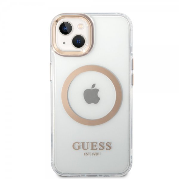 iPhone 14 Kuori Transparent MagSafe Kulta Läpinäkyvä