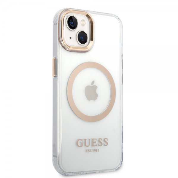 iPhone 14 Kuori Transparent MagSafe Kulta Läpinäkyvä