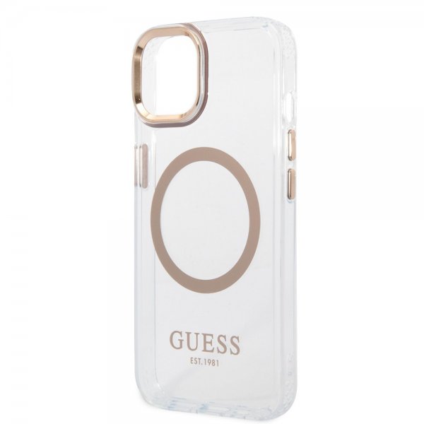 iPhone 14 Kuori Transparent MagSafe Kulta Läpinäkyvä