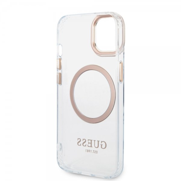 iPhone 14 Kuori Transparent MagSafe Kulta Läpinäkyvä