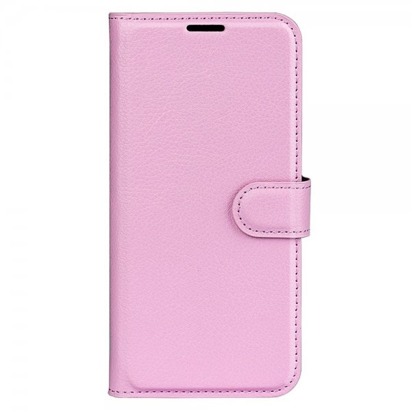 iPhone 15 Plus Kotelo Litchi Vaaleanpunainen