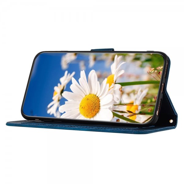 iPhone 15 Pro Max Kotelo Kukkakuvio Tummansininen