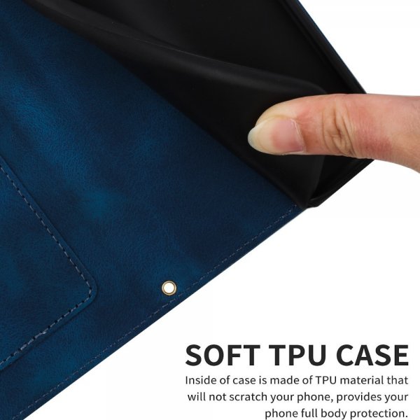 iPhone 15 Pro Max Kotelo Kukkakuvio Tummansininen