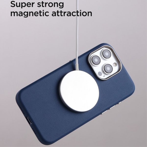 iPhone 15 Pro Max Kuori Litchi Pattern Series MagSafe Musta