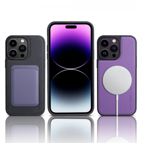 iPhone 15 Kuori Tekonahka MagSafe Sininen