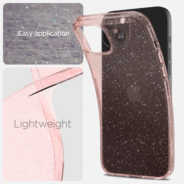 iPhone 15 Kuori Liquid Crystal Glitter Rose Quartz