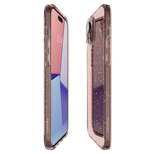 iPhone 15 Kuori Liquid Crystal Glitter Rose Quartz