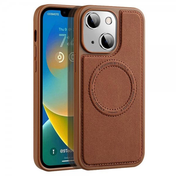 iPhone 15 Kuori MagSafe Denim Jacket Ruskea