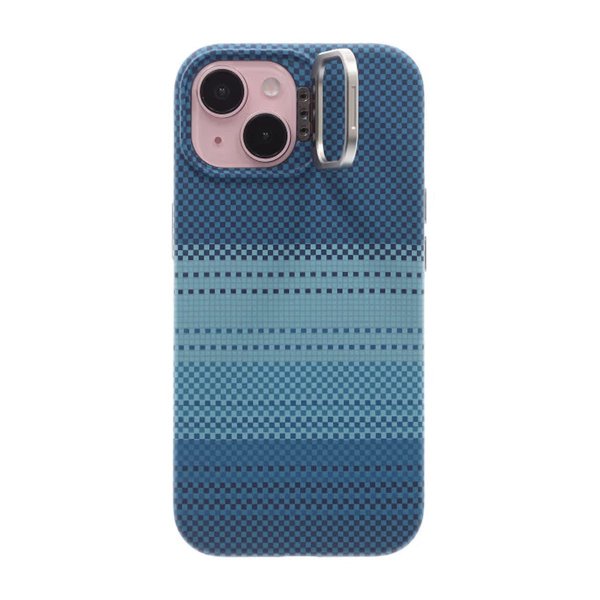 iPhone 15 Kuori Taittuva MagSafe-jalusta Raidallinen Sininen