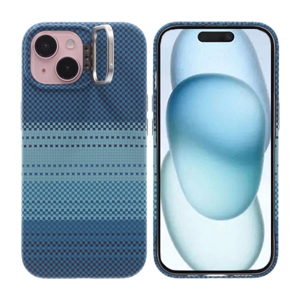 iPhone 15 Kuori Taittuva MagSafe-jalusta Raidallinen Sininen