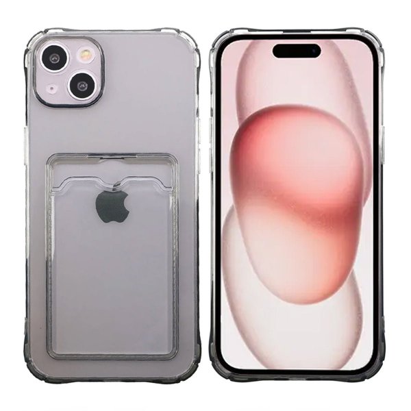 iPhone 15 Kuori Korttipidike Iskunkestävä Musta