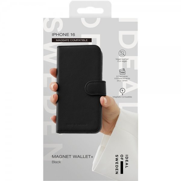iPhone 16 Kotelo Magnet Wallet+ MagSafe Musta