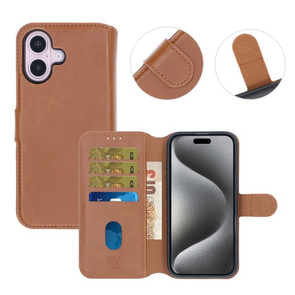 iPhone 16 Kotelo Detachable Wallet Case Ruskea