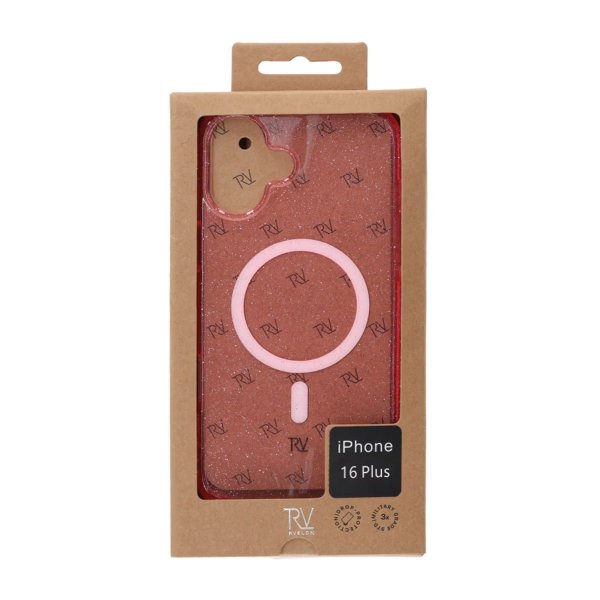 iPhone 16 Plus Kuori Glitter MagSafe Vaaleanpunainen