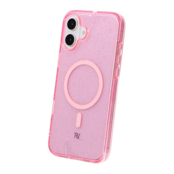 iPhone 16 Plus Kuori Glitter MagSafe Vaaleanpunainen