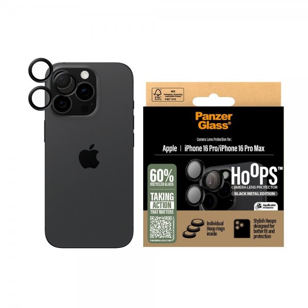 iPhone 16 Pro/iPhone 16 Pro Max Kameran suoja Hoops Musta