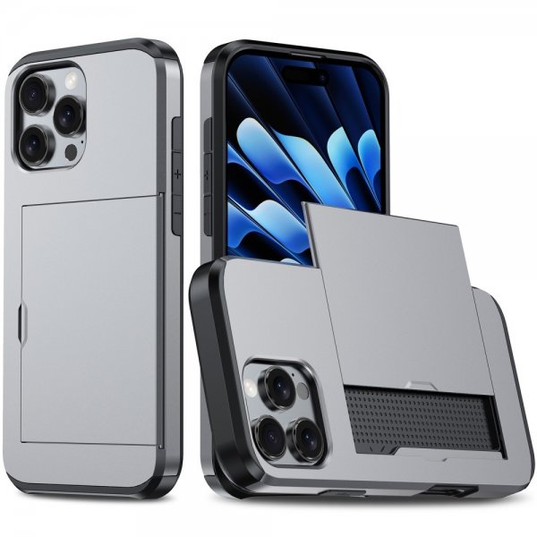 iPhone 16 Pro Max Kuori Card Slide Harmaa