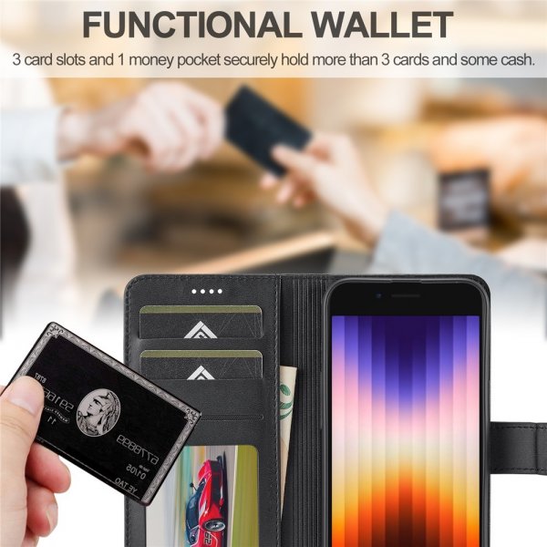 iPhone 16e/17e Kotelo Korttitaskulla Telinetoiminto Musta