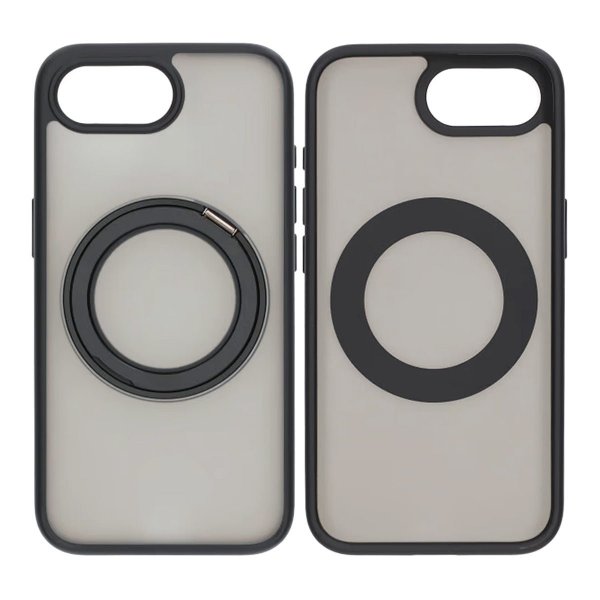 iPhone 16e/17e Kuori Kiertää Telinetoiminto Musta