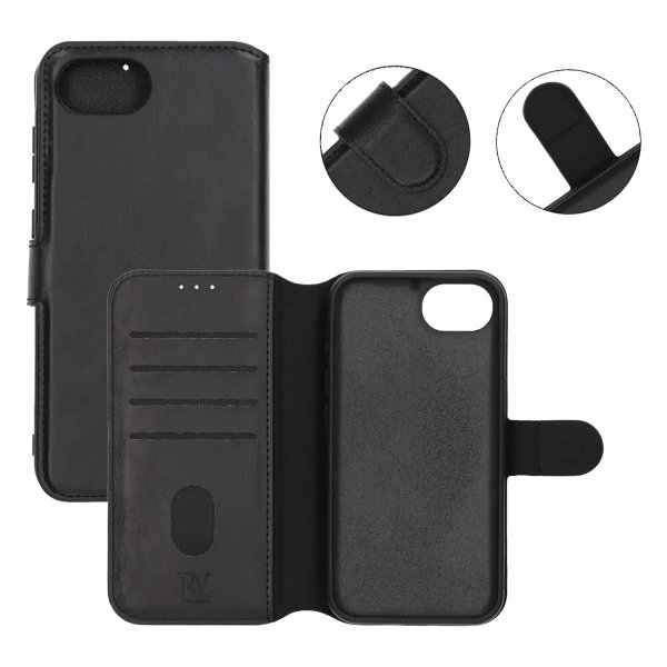 iPhone 16e/17e Kotelo Detachable Wallet Case Musta