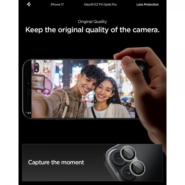 iPhone 17 Kameran suoja GLAS.tR EZ Fit Optik Pro 2-pakkaus Vihreä