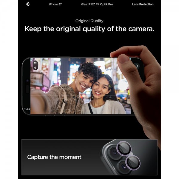 iPhone 17 Kameran suoja GLAS.tR EZ Fit Optik Pro 2-pakkaus Violetti