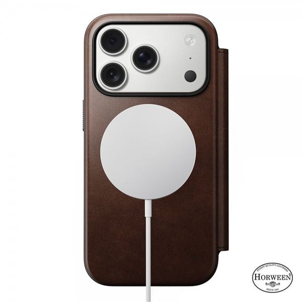 iPhone 17 Pro Kotelo Modern Leather Folio Horween Rustic Brown