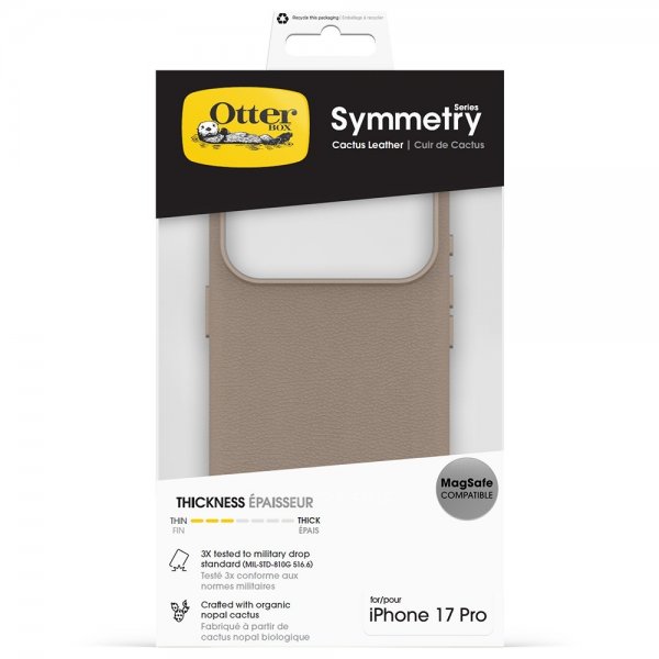 iPhone 17 Pro Kuori Symmetry Cactus Leather MagSafe Grey Comfort