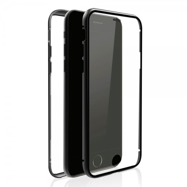 iPhone 7/8/SE Kuori 360° Real Glass Case Musta Läpinäkyvä