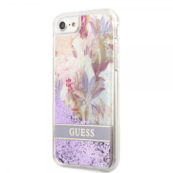 iPhone 7/8/SE Kuori Liquid Glitter Flower Pattern Violetti