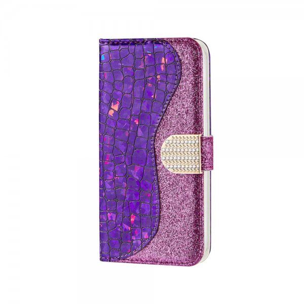 iPhone Xr Suojakotelo Krokotiilikuvio Glitter Violetti