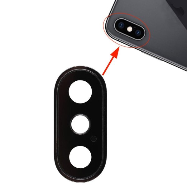 iPhone XS/XS Max kameralinssi kehyksellä - Musta