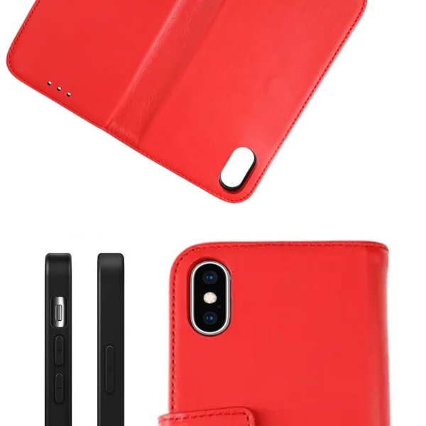 iPhone X/iPhone Xs Kotelo Aito Nahka Punainen