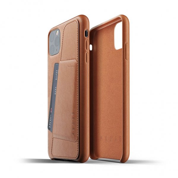 iPhone 11 Pro Max Skal Full Leather Wallet Case Tan