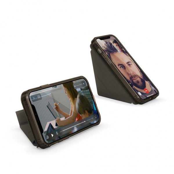 Origami Folio varten iPhone 12/12 Pro Tummansininen