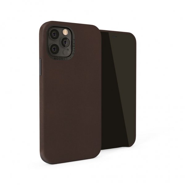 Magnetic Leather Case varten iPhone 12/12 Pro Ruskea