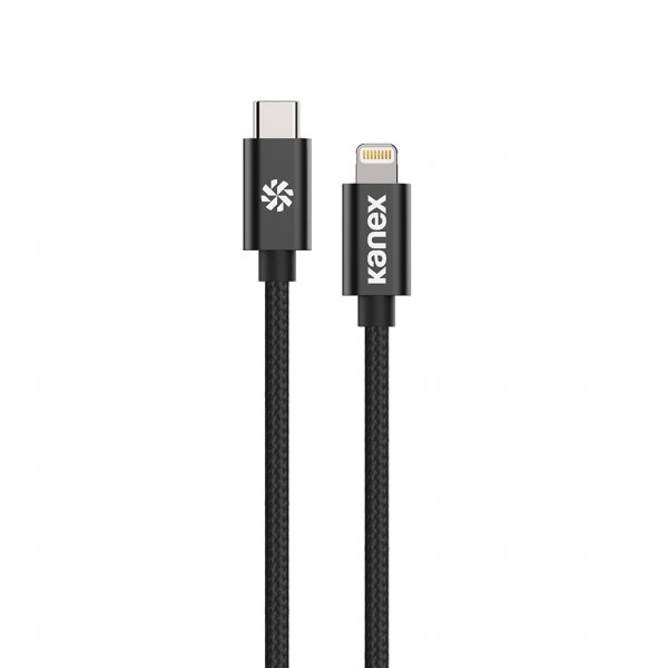 Durabraid USB-C että Lightningkaapeli 2m Musta