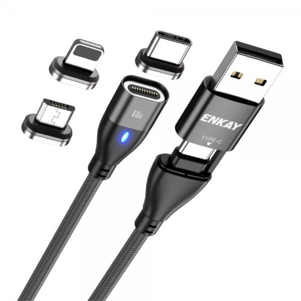 Kaapeli 6-in-1 USB-A/USB-C to Lightning/Micro USB/USB-C 60W 2m Musta