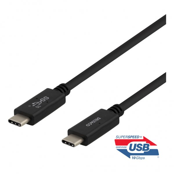 Kabel USB-C till USB-C 1 meter 5A/100W Svart