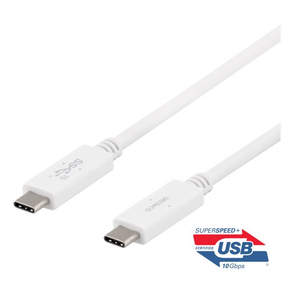 Kaapeli USB-C USB-C 1m 5A/100W Valkoinen