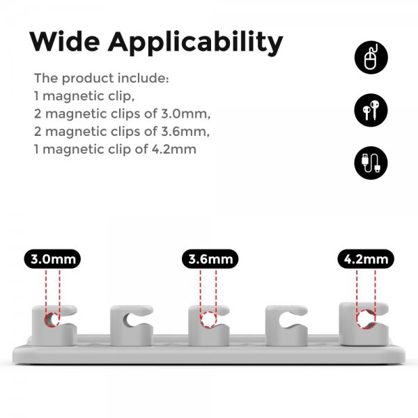 Kaapelipidike WG104 Magnetisk Harmaa