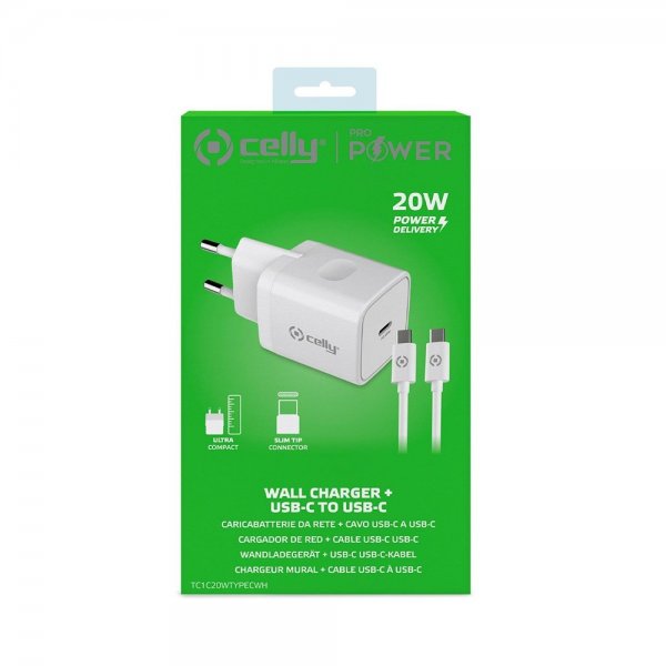 Laturi USB-C-kaapelilla TC1C20WTYPEC 20W Valkoinen