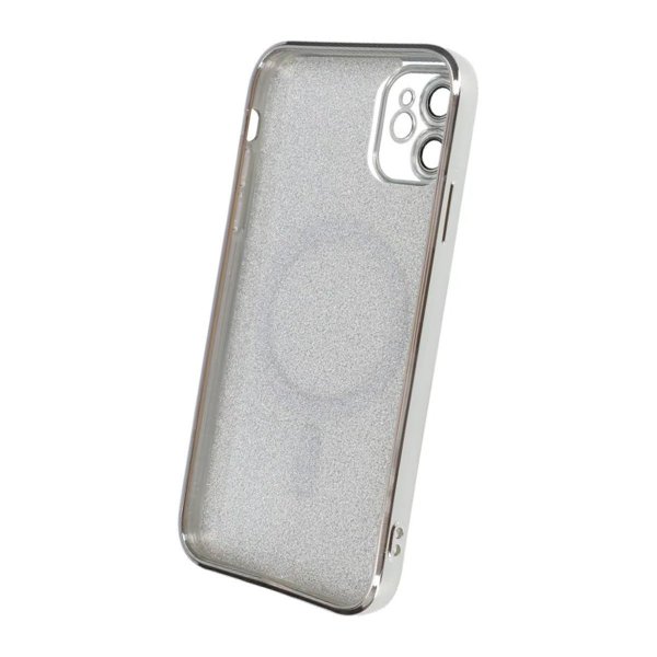 iPhone 11 Kuori Kimalle Läpinäkyvä MagSafe Hopea