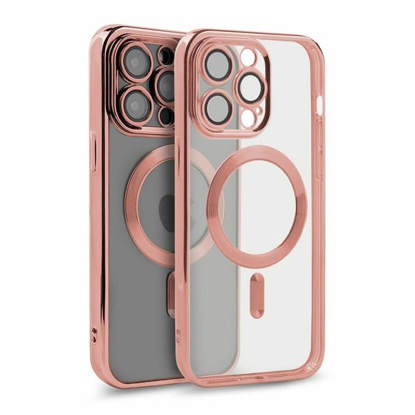 iPhone 15 Pro Kuori Kimalle Läpinäkyvä MagSafe Vaaleanpunainen