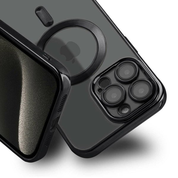 iPhone 15 Pro Kuori Kimalle Läpinäkyvä MagSafe Musta