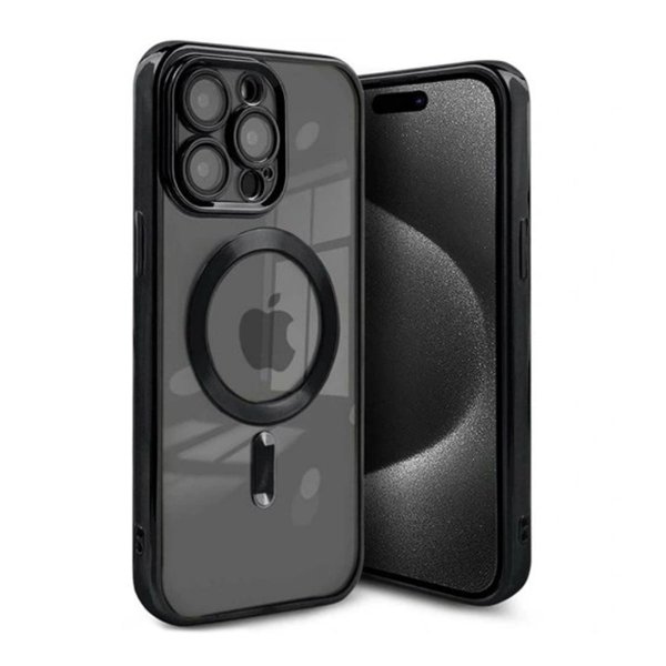 iPhone 15 Pro Kuori Kimalle Läpinäkyvä MagSafe Musta